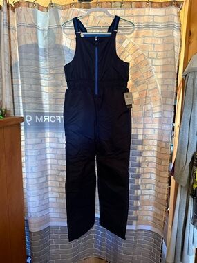 Swiss Tech Black Snow Bib Jumpsuit with Blue Zip - Brand New